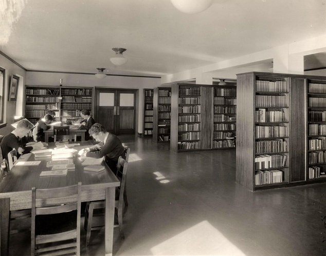 Library at St. Edward Seminary in Kenmore, WA, 1940s-1950s. VR1060.00904